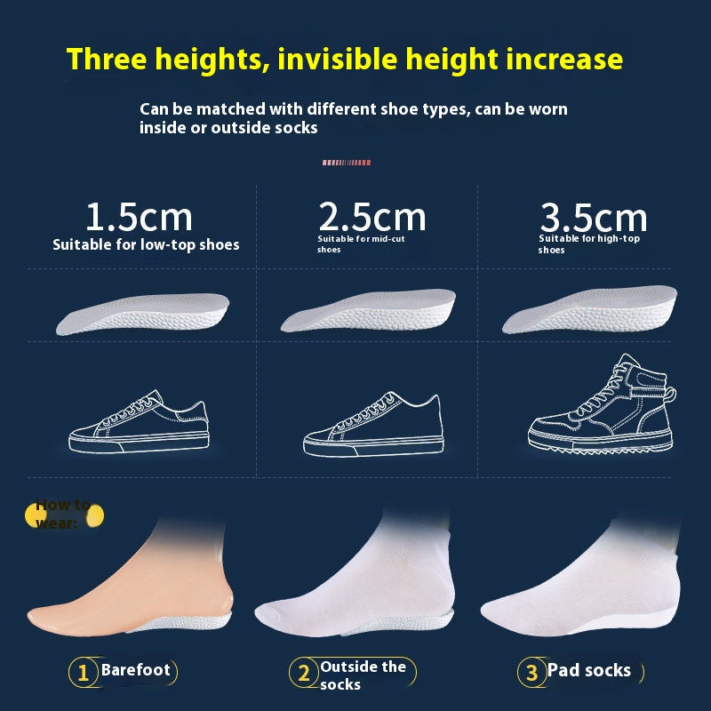 Inner Heightening Shoe Pad Invisible Arch Support Sports Insoles